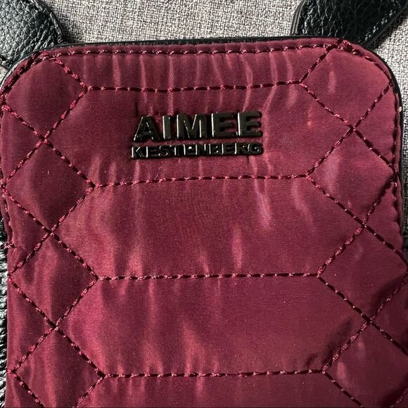 Aimee Kestenberg Just Sayin’ Quilted Crossbody Mini Bag Burgundy Black Leather - Picture 4 of 9